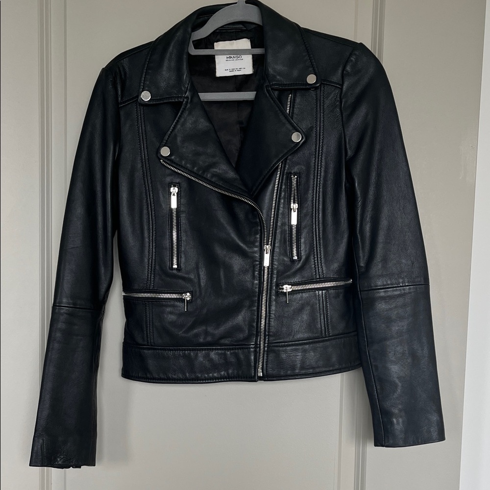 Mango Midnight Black Leather Jacket - image 1
